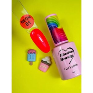 ESMALTE SEMIPERMANENTE NEÓN 01 NARANJA FLOURESCENTE ILLUSION BEAUTY 7ML