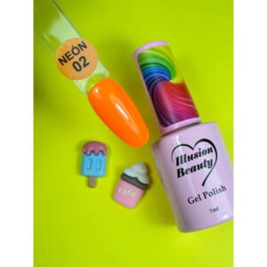 ESMALTE SEMIPERMANENTE NEÓN 02 NARANJA FLOURESCENTE ILLUSION BEAUTY 7ML