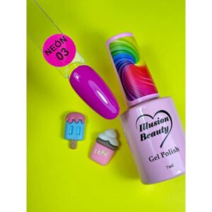 ESMALTE SEMIPERMANENTE NEÓN 03 ROSA NEÓN FLOURESCENTE ILLUSION BEAUTY 7ML