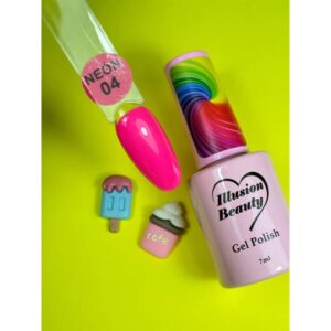 ESMALTE SEMIPERMANENTE NEÓN 04 ROSA NEÓN FLOURESCENTE ILLUSION BEAUTY 7ML