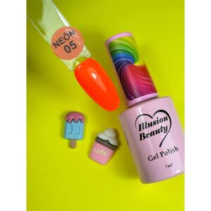 ESMALTE SEMIPERMANENTE NEÓN 05 NARANJA NEÓN FLOURESCENTE ILLUSION BEAUTY 7ML