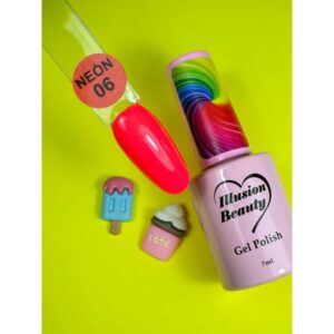 ESMALTE SEMIPERMANENTE NEÓN - CORAL 06 NARANJA FLOURESCENTE NEÓN ILLUSION BEAUTY 7ML